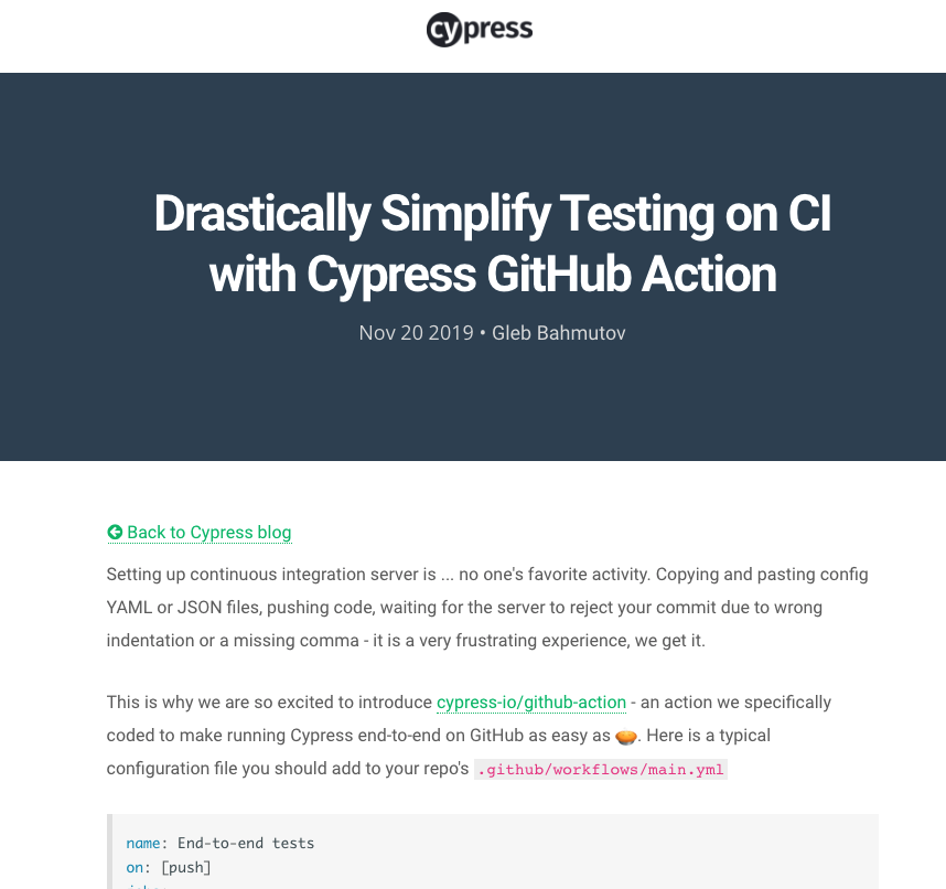 Drastically Simplify Testing on CI with Cypress GitHub Action