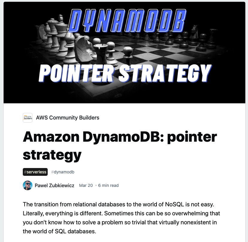 Amazon DynamoDB: Pointer Strategy
