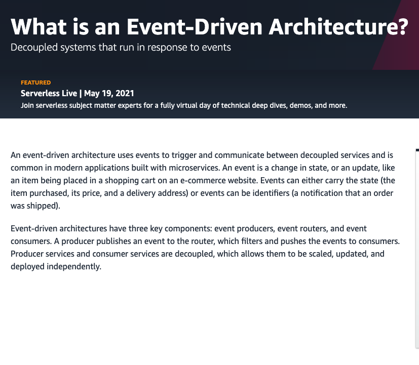 AWS Event-Driven Architecture Home Page